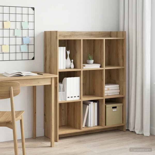 Könyvszekrény 9 szintes 87,5 x 30 x 111 cm Kézműves Tölgy