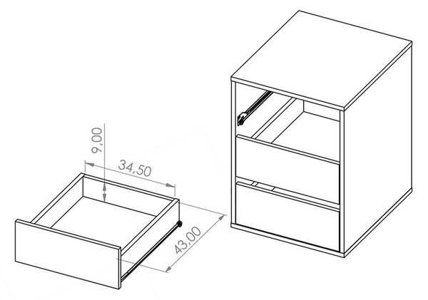 Szekrényfiók - artisan tölgyfa