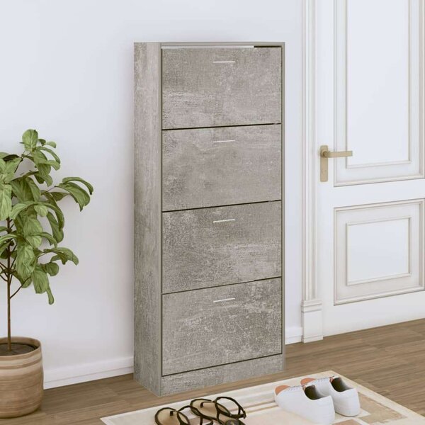 VidaXL betonszürke szerelt fa cipőszekrény 63x24x147 cm