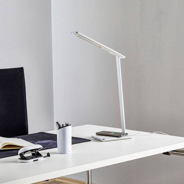 Aluminor LED asztali lámpa Orbit indukciós, ezüst, dimmelhető, Króm / ezüst, Dolgozószoba / Iroda, fém, Modern