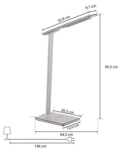 Aluminor LED asztali lámpa Orbit indukciós, ezüst, dimmelhető, Króm / ezüst, Dolgozószoba / Iroda, fém, Modern