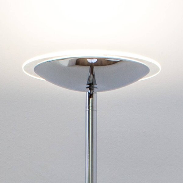 Lindby Malea LED álló lámpa, króm színű, dimmelhető, 180 cm, dimmelhető, Króm / ezüst, Nappali / Étkező, fém, Modern