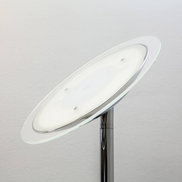 Lindby Malea LED álló lámpa, króm színű, dimmelhető, 180 cm, dimmelhető, Króm / ezüst, Nappali / Étkező, fém, Modern