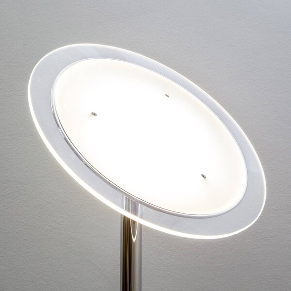 Lindby Malea LED álló lámpa, króm színű, dimmelhető, 180 cm, dimmelhető, Króm / ezüst, Nappali / Étkező, fém, Modern