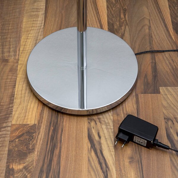 Lindby Malea LED álló lámpa, króm színű, dimmelhető, 180 cm, dimmelhető, Króm / ezüst, Nappali / Étkező, fém, Modern