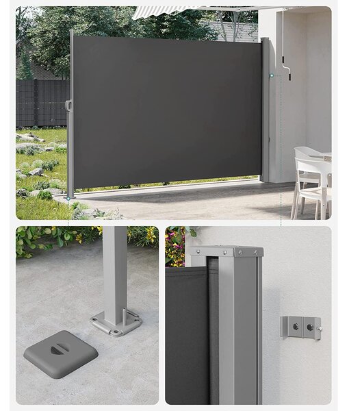 Oldalsó napellenző erkélyre és teraszra 300 x 160, cm, füstszürke
