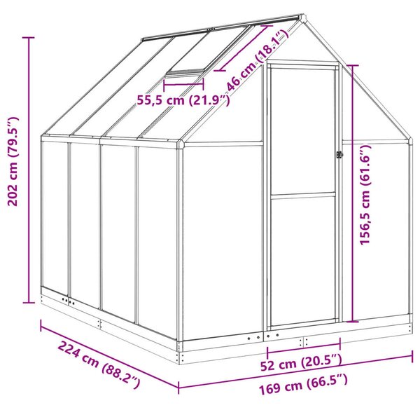 VidaXL Üvegház - Alumínium - 3,79m²