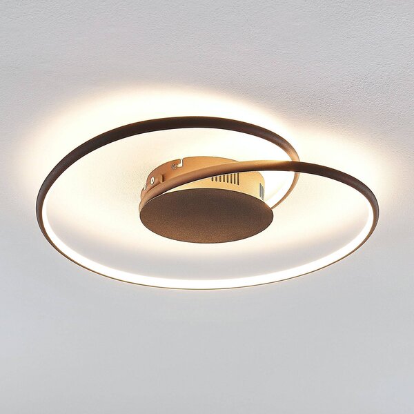 Lindby LED mennyezeti lámpa Joline, Ø 45 cm, rozsdabarna, fém, Barna / rozsda, Nappali / Étkező, fém, Modern