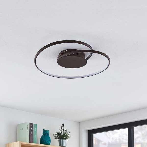 Lindby LED mennyezeti lámpa Joline, Ø 45 cm, rozsdabarna, fém, Barna / rozsda, Nappali / Étkező, fém, Modern