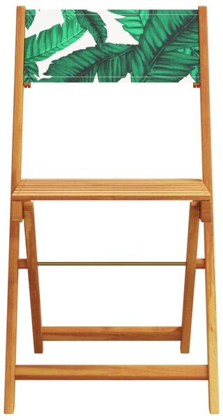 VidaXL 3 részes levélmintás szövet és tömör fa bisztrószett