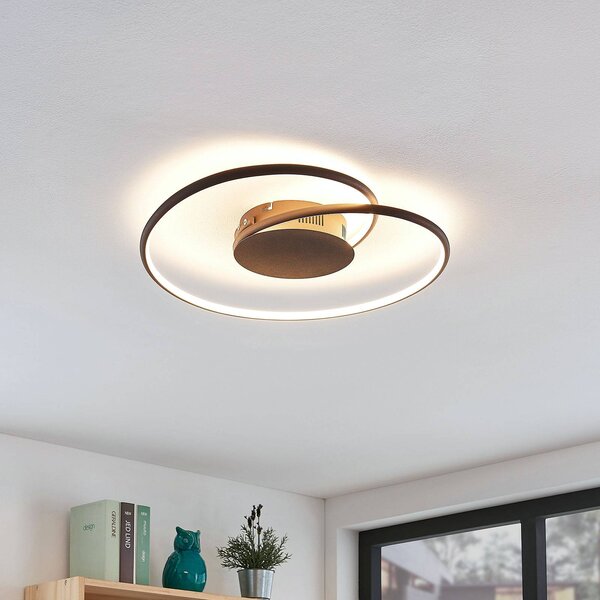 Lindby LED mennyezeti lámpa Joline, Ø 45 cm, rozsdabarna, fém, Barna / rozsda, Nappali / Étkező, fém, Modern