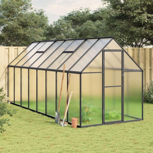 VidaXL antracitszürke alumínium melegház alapvázzal 445x169x195 cm