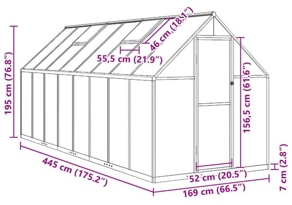 VidaXL Üvegház - Alumínium - 7,52 m²