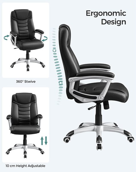 Songmics Ergonomikus irodai szék, állítható magasságú forgószék