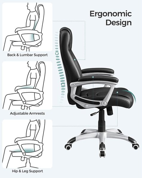 Songmics Ergonomikus irodai szék, állítható magasságú forgószék
