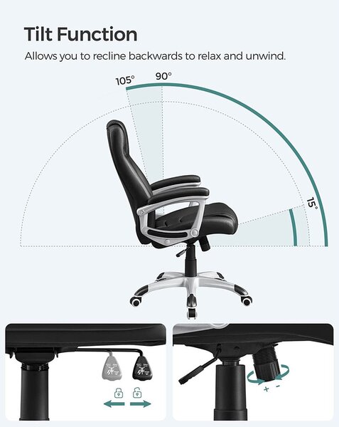 Songmics Ergonomikus irodai szék, állítható magasságú forgószék