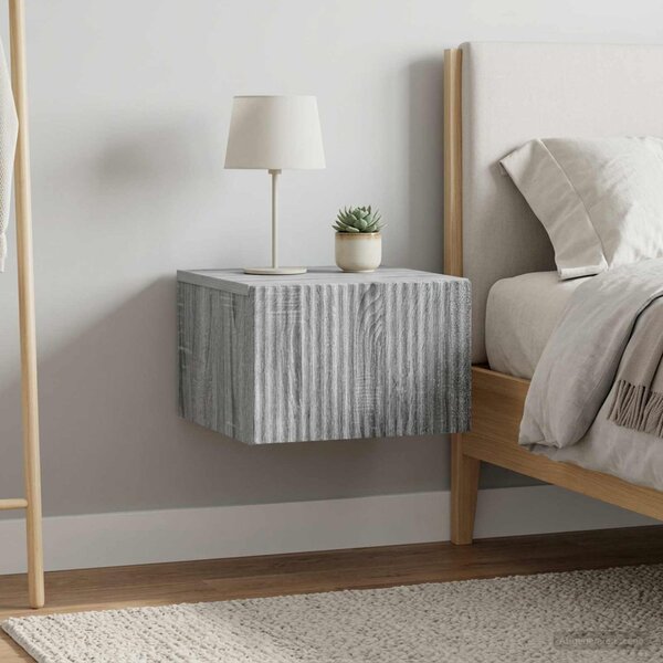 Fali éjjeli szekrény 2 db Szürke Sonoma 33 x 34,5 x 20 cm