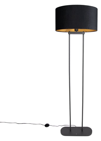 Fekete állólámpa fekete ovális lámpabúrával 50 cm - Thijmen