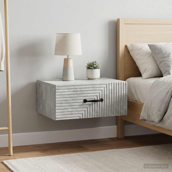 Fali éjjeli szekrény 2 db Betonszürke 49 x 34,5 x 20 cm