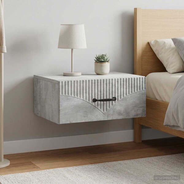 Fali éjjeli szekrény 2 db Betonszürke 49 x 34,5 x 20 cm