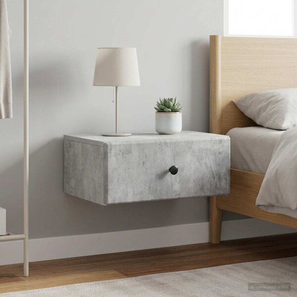 Fali éjjeli szekrény 2 db Betonszürke 49 x 34,5 x 20 cm