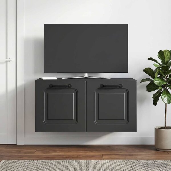 Fali TV szekrény Fekete 59,5 x 31 x 30 cm Szerelt Fa