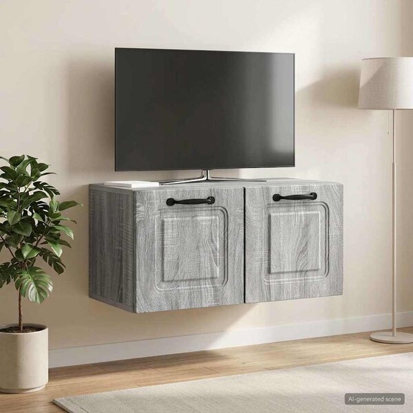 Fali TV szekrény Szürke Sonoma 59,5 x 31 x 30 cm Szerelt Fa