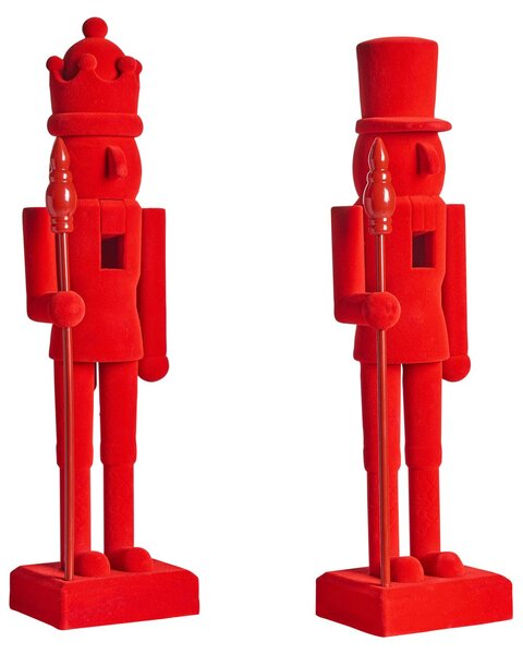 Kétdarabos dekorfigura szett FLATEY 40 cm Diótörő Piros