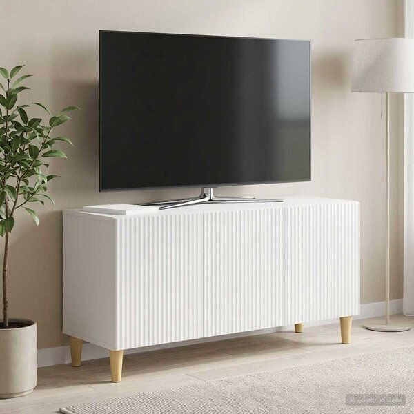 TV szekrény 99 x 34,5 x 50 cm Magasfényű Fehér Szerelt Fa