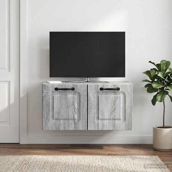 Fali TV szekrény Szürke Sonoma 59,5 x 31 x 30 cm Szerelt Fa