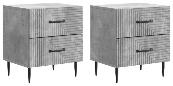 Éjjeliszekrény 2 db Betonszürke 43 x 34,5 x 47,5 cm Szerelt Fa