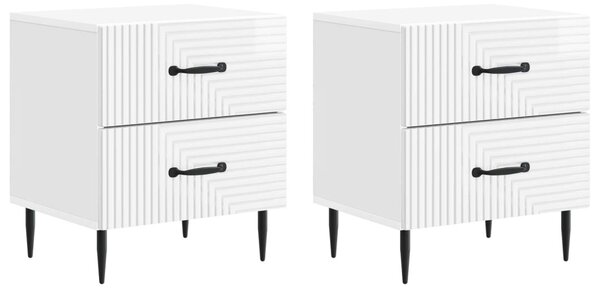 Éjjeliszekrény 2 db Magasfényű Fehér 43 x 34,5 x 47,5 cm
