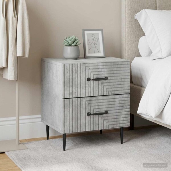 Éjjeliszekrény 2 db Betonszürke 43 x 34,5 x 47,5 cm Szerelt Fa