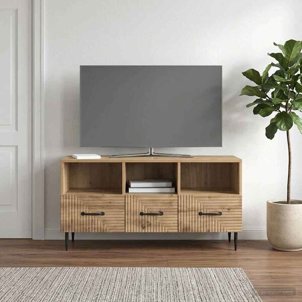 TV szekrény 102 x 34,5 x 50 cm Kézműves Tölgy Szerelt Fa