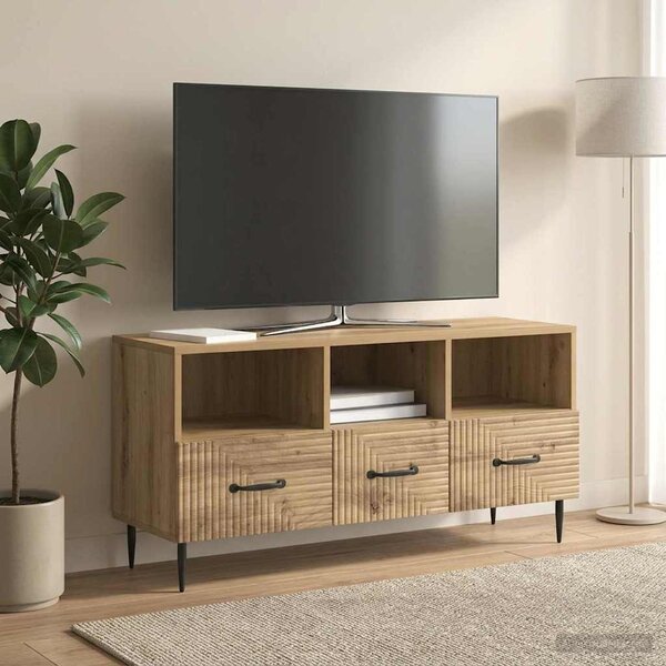 TV szekrény 102 x 34,5 x 50 cm Kézműves Tölgy Szerelt Fa