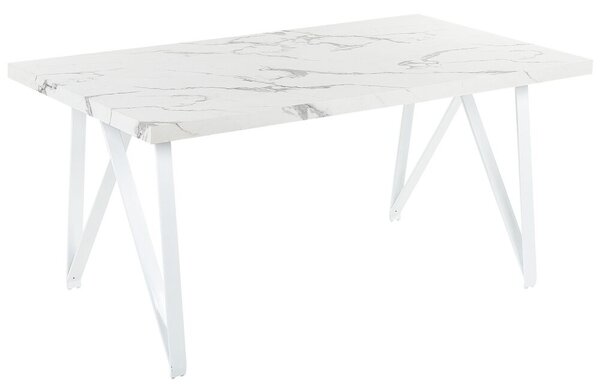 Fehér márványhatású étkezőasztal 160 x 90 cm GRIEGER