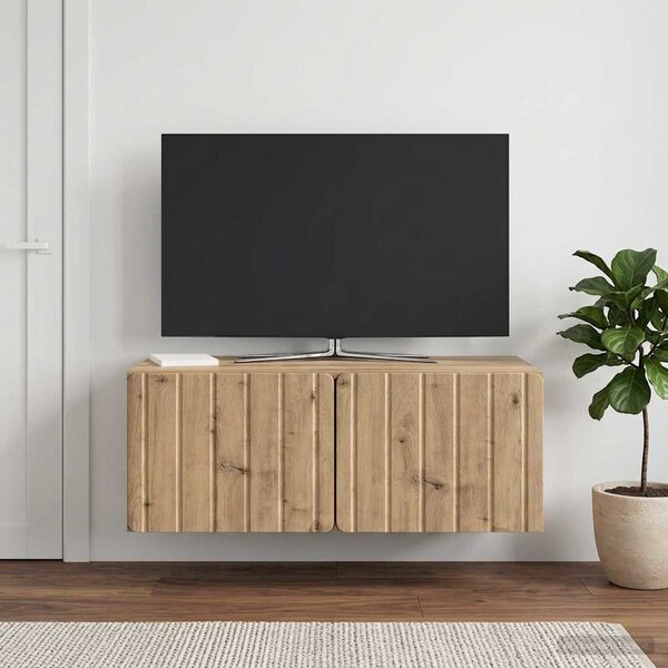 Fali TV szekrény 78,5 x 41 x 30 cm Kézműves Tölgy Szerelt Fa