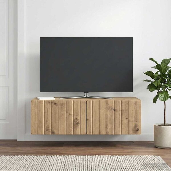 Fali TV szekrény 98 x 41 x 30 cm Kézműves Tölgy Szerelt Fa