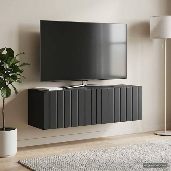 Fali TV szekrény 98 x 31 x 30 cm Fekete Szerelt Fa