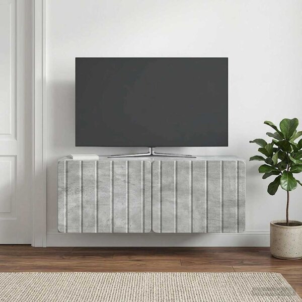 Fali TV szekrény 78,5 x 31 x 30 cm Betonszürke Szerelt Fa