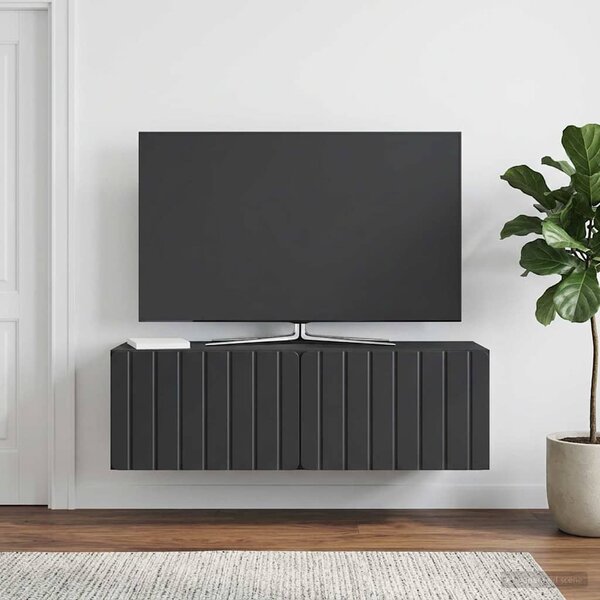 Fali TV szekrény 98 x 31 x 30 cm Fekete Szerelt Fa