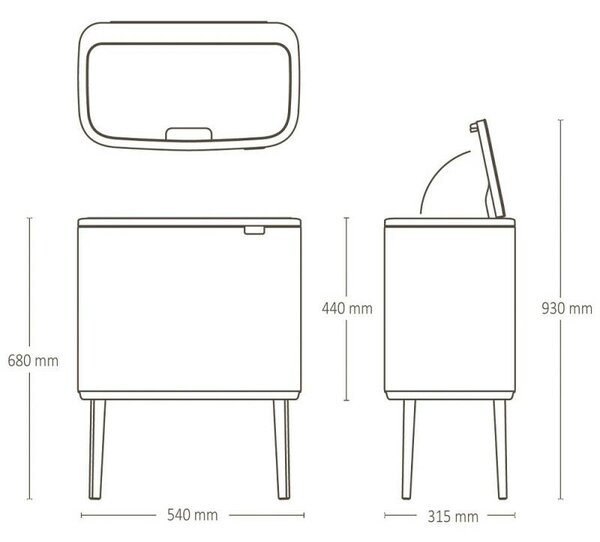 Brabantia Bo Touch Szelektív Szemetes - 34 Liter Bézs