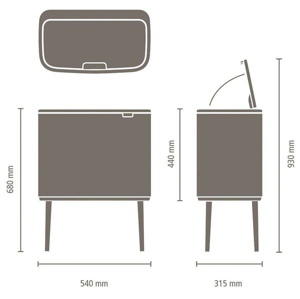 Brabantia Szelektív Hulladékgyűjtő - 3x11L - Inox