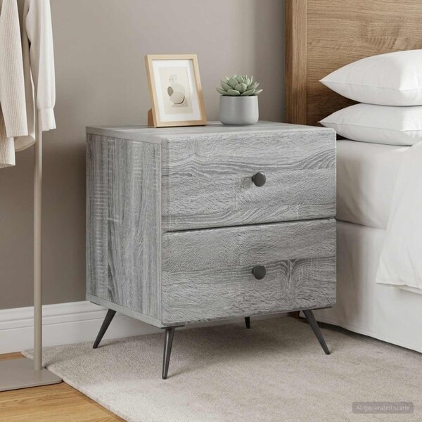 Éjjeliszekrény 2 db Szürke Sonoma 43 x 34,5 x 47,5 cm