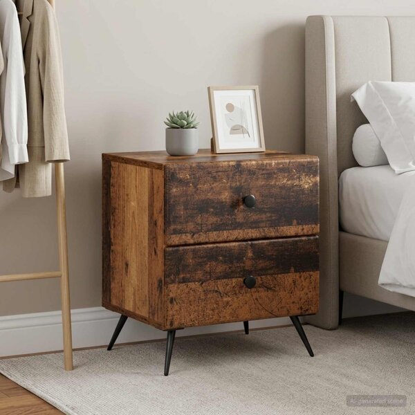 Éjjeliszekrény 2 db Antik Fa 43 x 34,5 x 47,5 cm Szerelt Fa