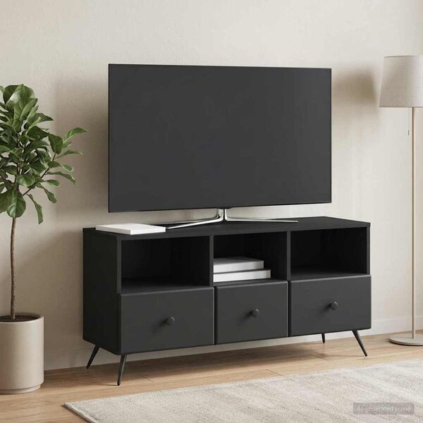 TV szekrény fiókkal Fekete 102 x 34,5 x 50 cm Szerelt Fa