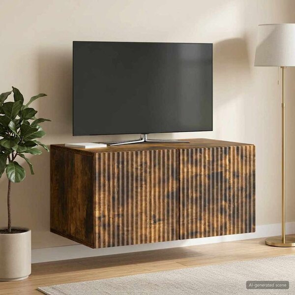 Fali TV szekrény 59,5 x 41 x 30 cm Füstös Tölgy Szerelt Fa