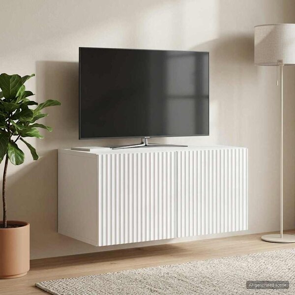 Fali TV szekrény 59,5 x 41 x 30 cm Magasfényű Fehér Szerelt Fa