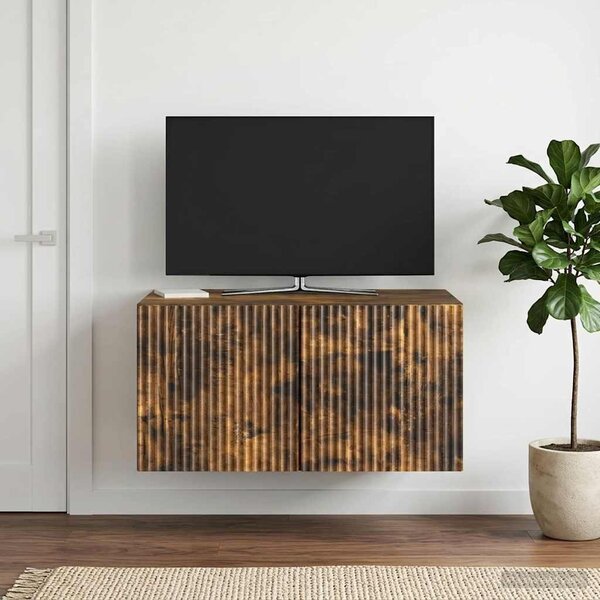 Fali TV szekrény 59,5 x 41 x 30 cm Füstös Tölgy Szerelt Fa