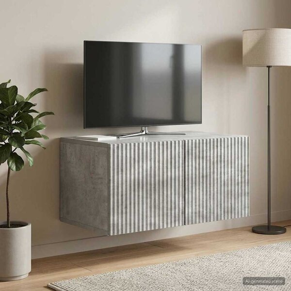 Fali TV szekrény 59,5 x 41 x 30 cm Betonszürke Szerelt Fa